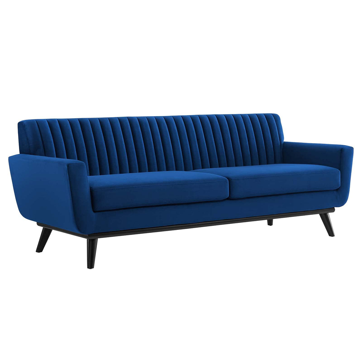 Navy Channel Tufted Performance Velvet Sofa X9382