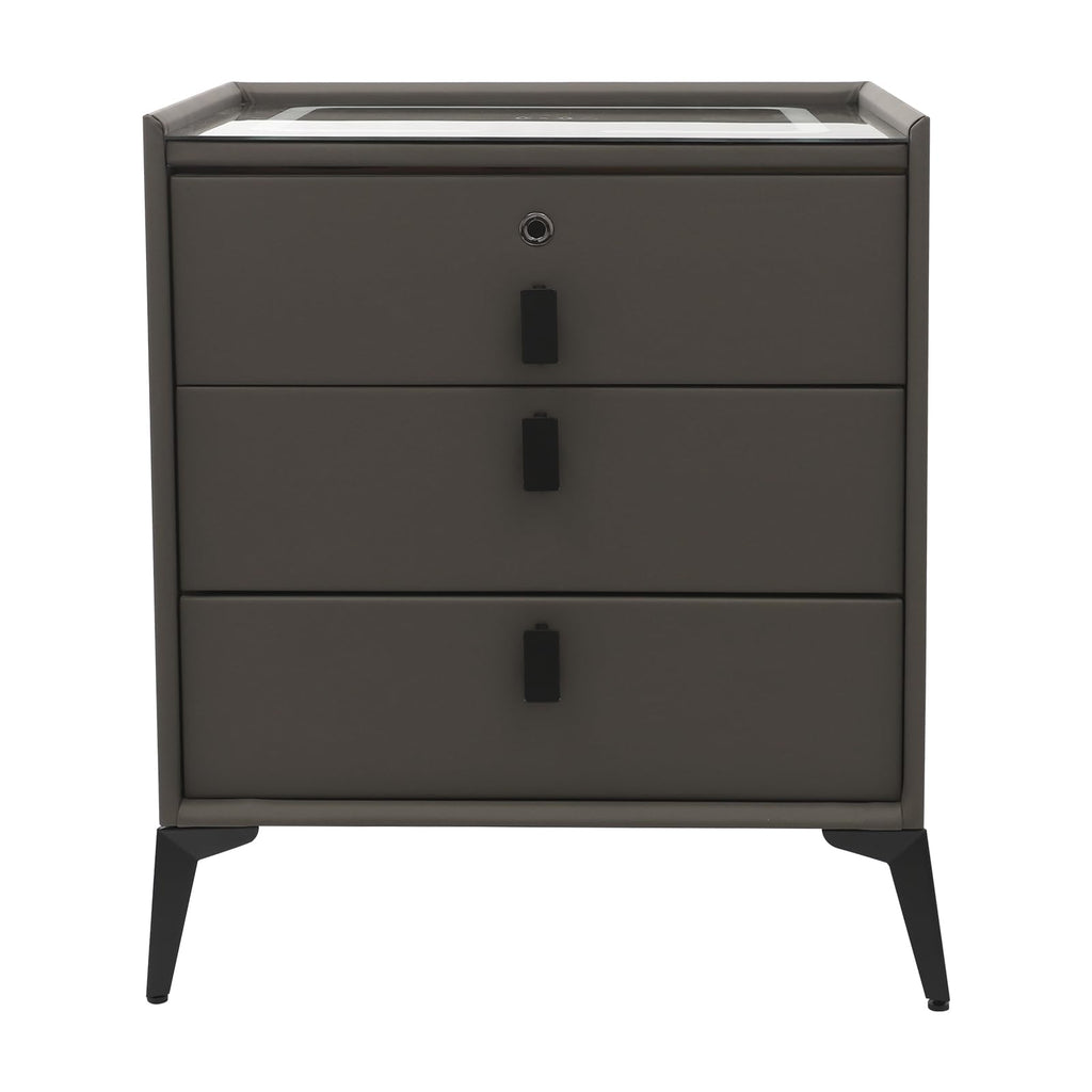 Solid Wood Nightstand with 3 Drawers V350