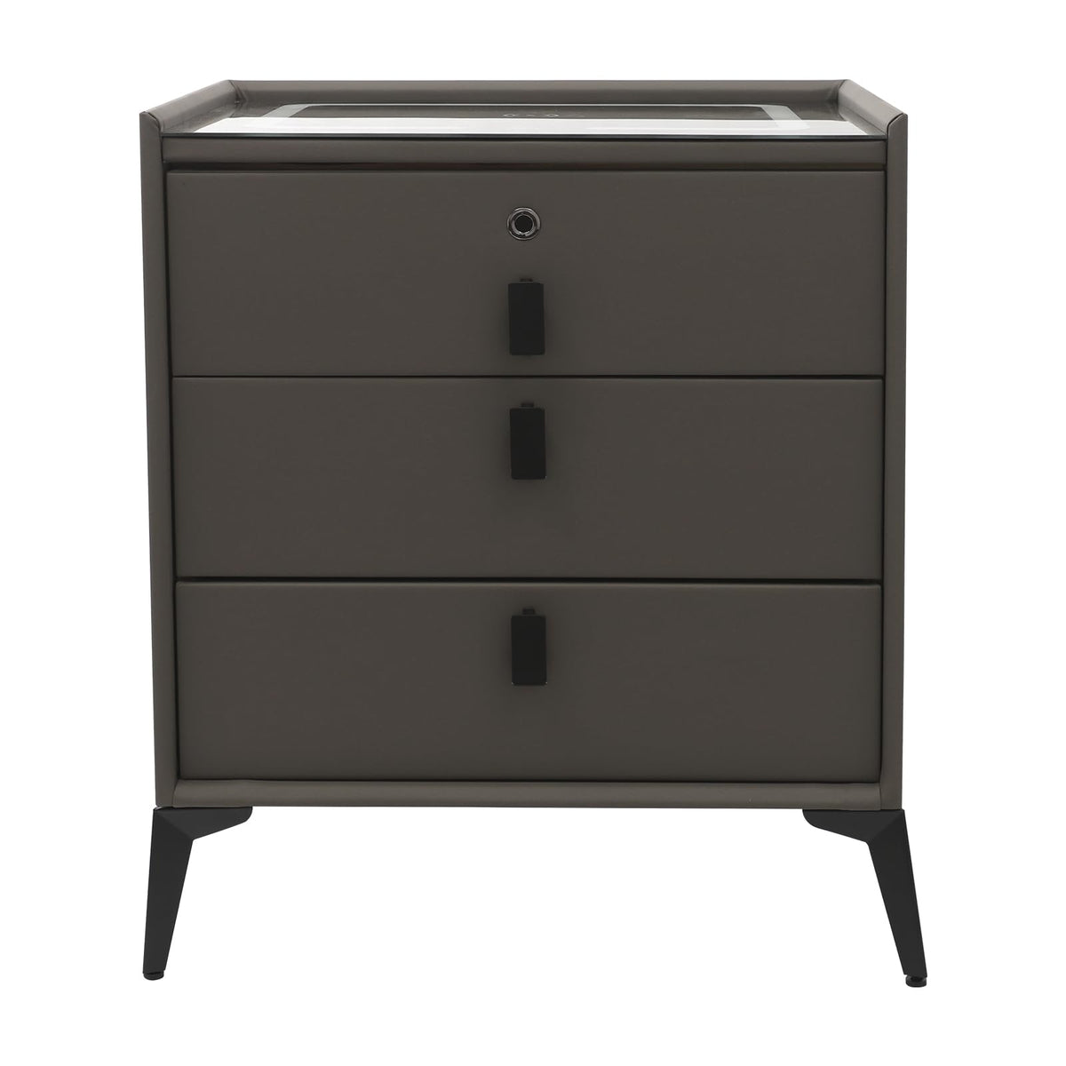Solid Wood Nightstand with 3 Drawers V350