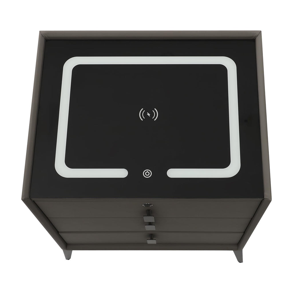 Solid Wood Nightstand with 3 Drawers V350