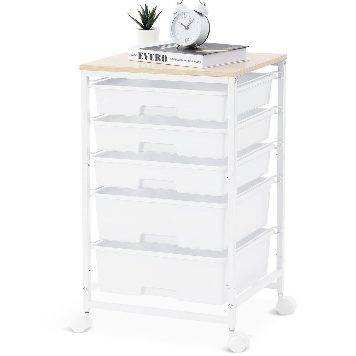 Rolling Cart with 5 Drawers Bright White Y3232