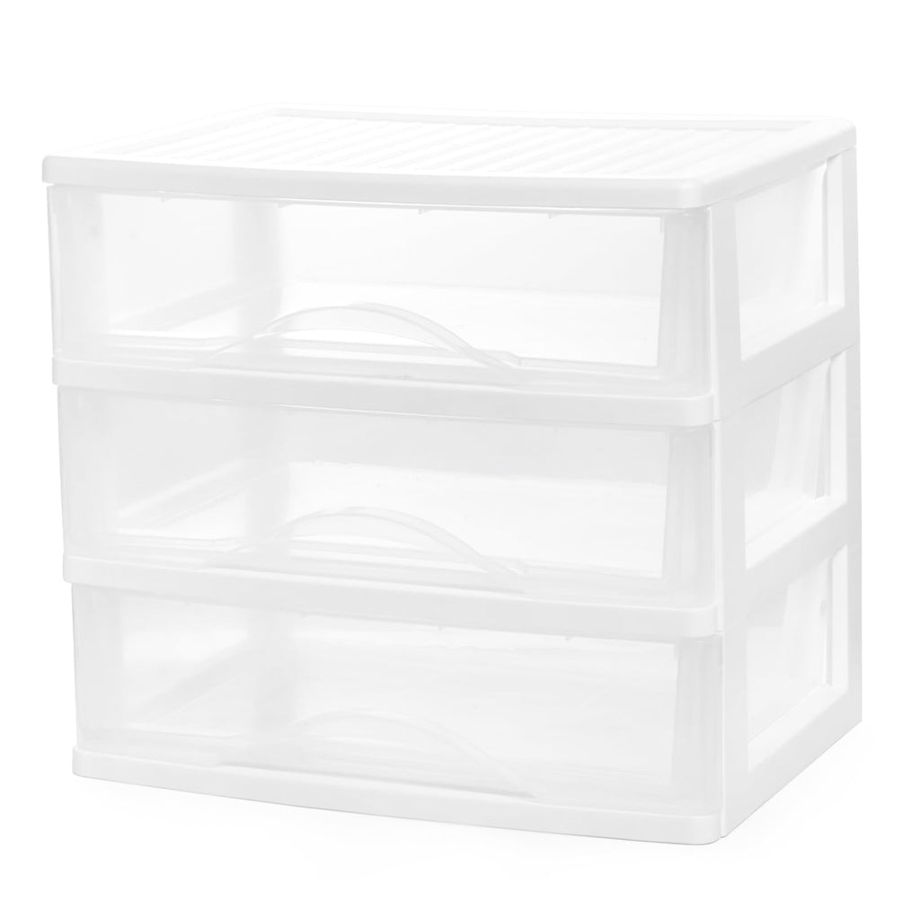 White 3 Drawer Plastic Stackable Storage Organizer U457