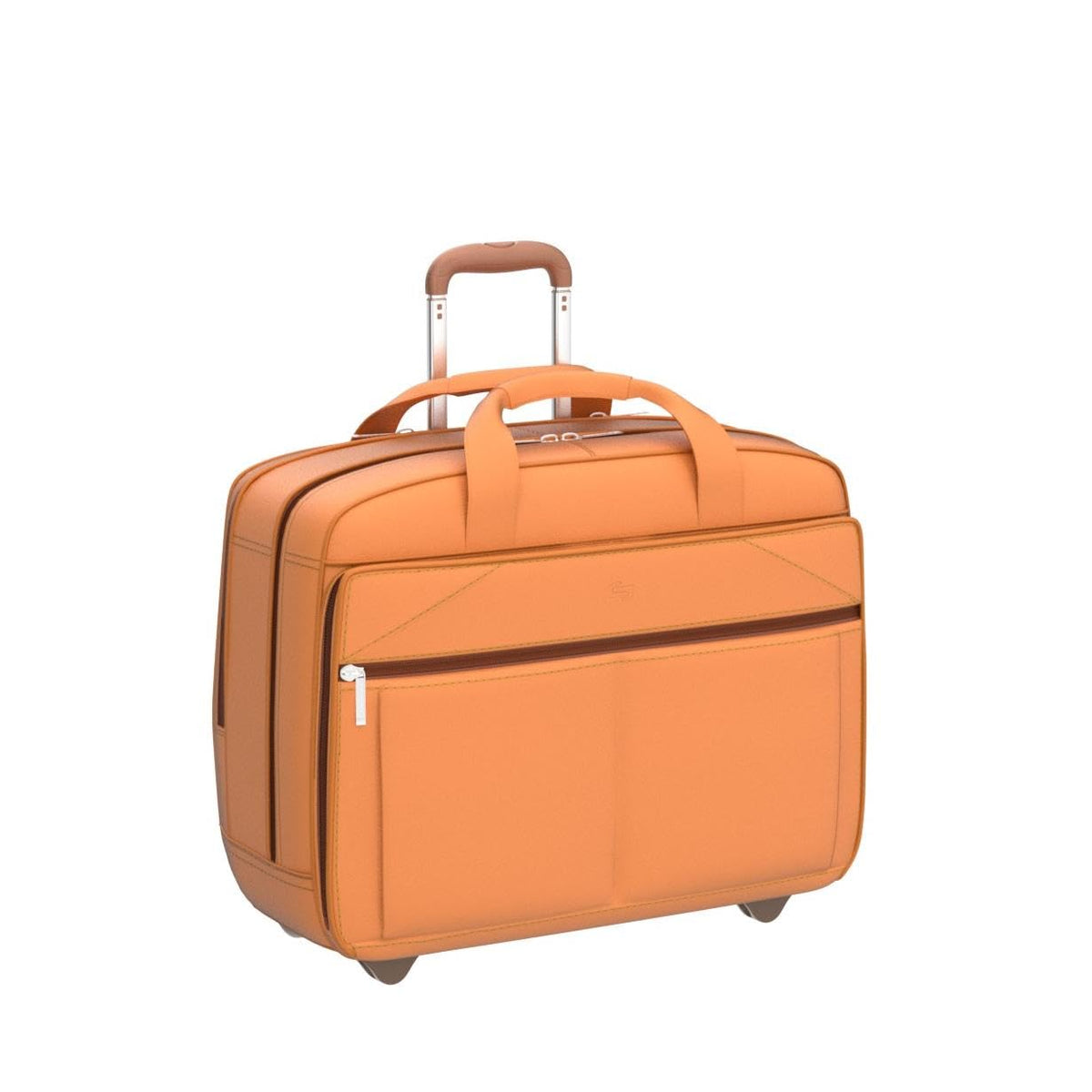 Tan Leather Rolling Case with Wheels W126510