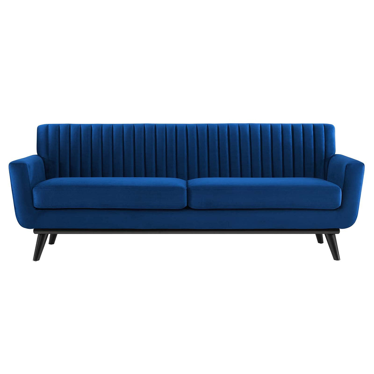 Navy Channel Tufted Performance Velvet Sofa X9382