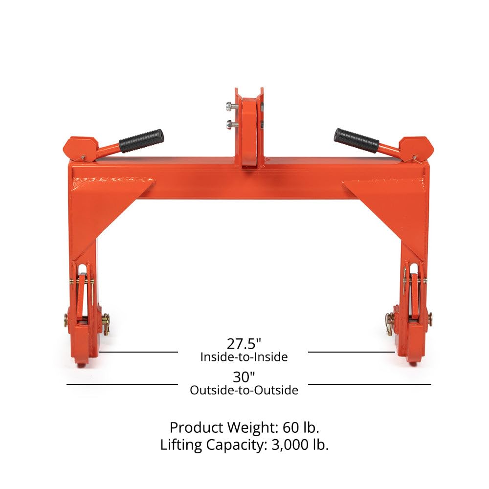 3 Point Quick Hitch Category 1 Tractor 3000 LB Lifting Capacity Orange A18223