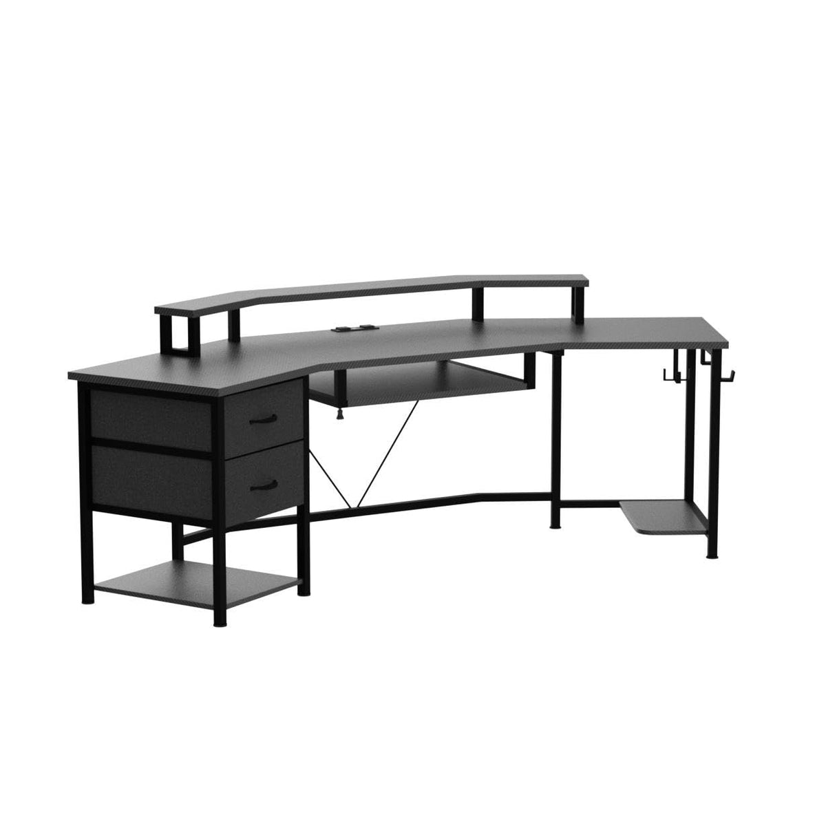 79" Gaming Desk with Fabric Drawers Storage B3522