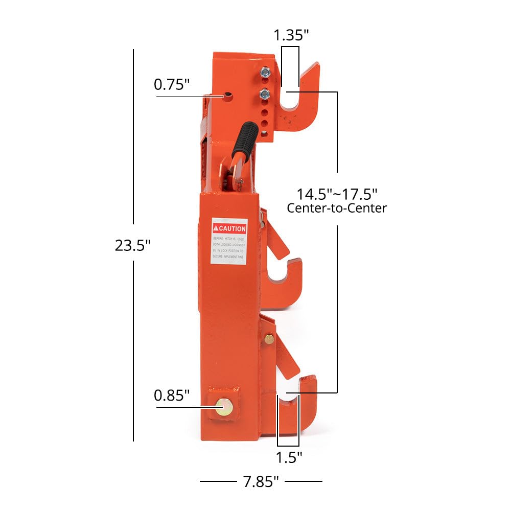3 Point Quick Hitch Category 1 Tractor 3000 LB Lifting Capacity Orange A18223