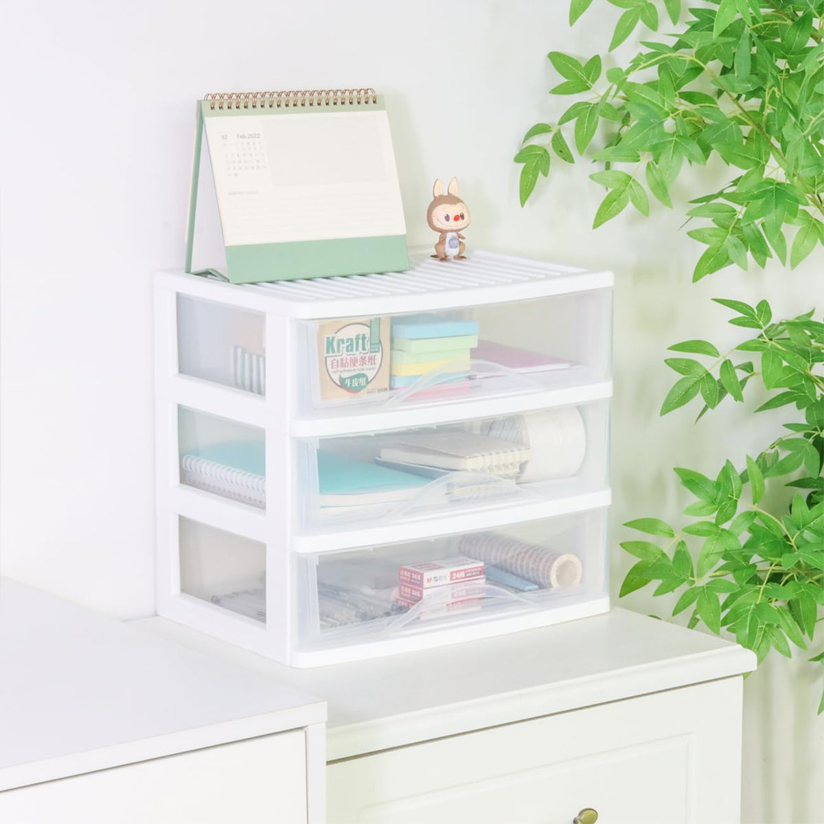 White 3 Drawer Plastic Stackable Storage Organizer U457