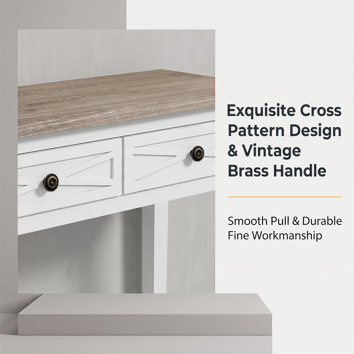 Narrow Console Table with 2 Drawers and Shelf Q532