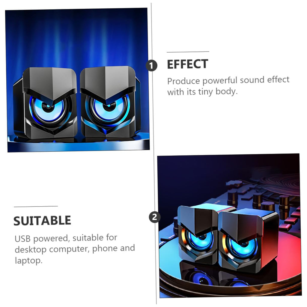 2 Pack USB Powered Black Computer Speakers D273