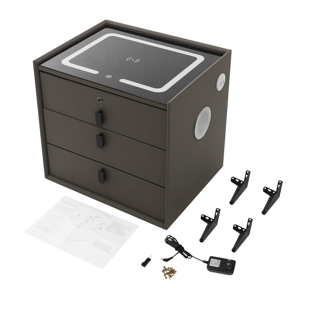 Solid Wood Nightstand with 3 Drawers V350
