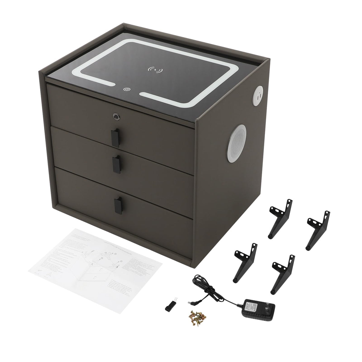 Solid Wood Nightstand with 3 Drawers V350