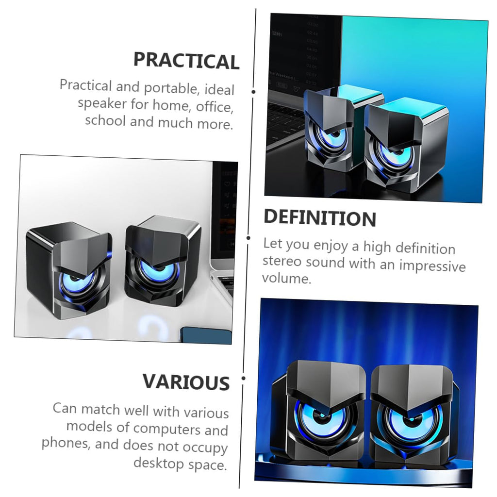 2 Pack USB Powered Black Computer Speakers D273