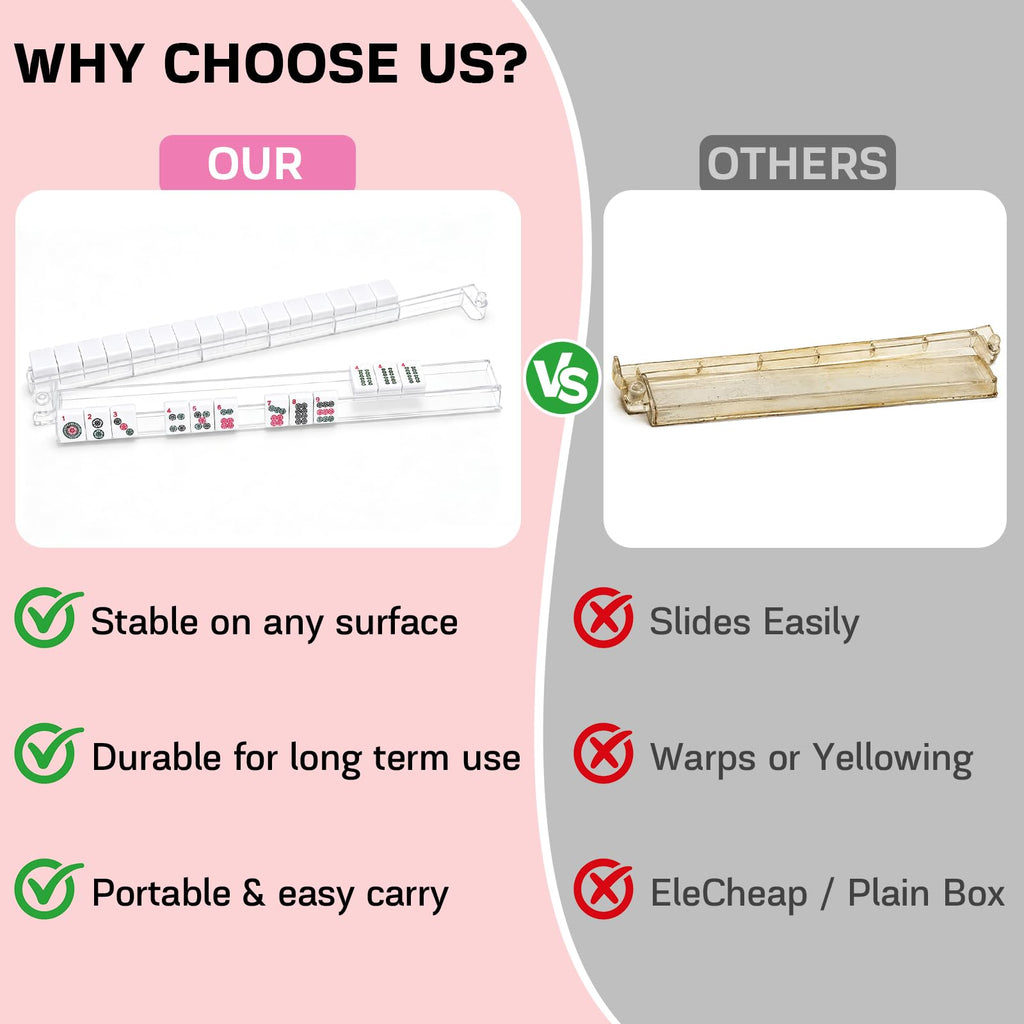 Clear Acrylic Mahjong Racks with Pushers Set of 4 J916675