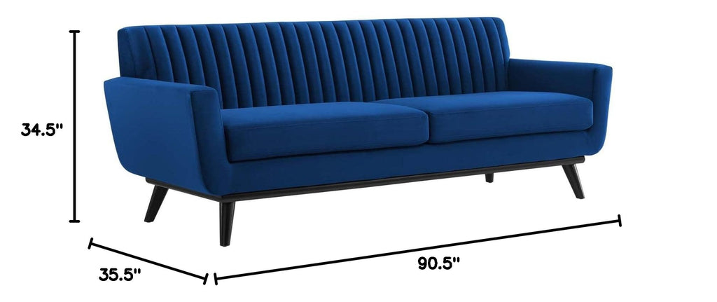 Navy Channel Tufted Performance Velvet Sofa X9382