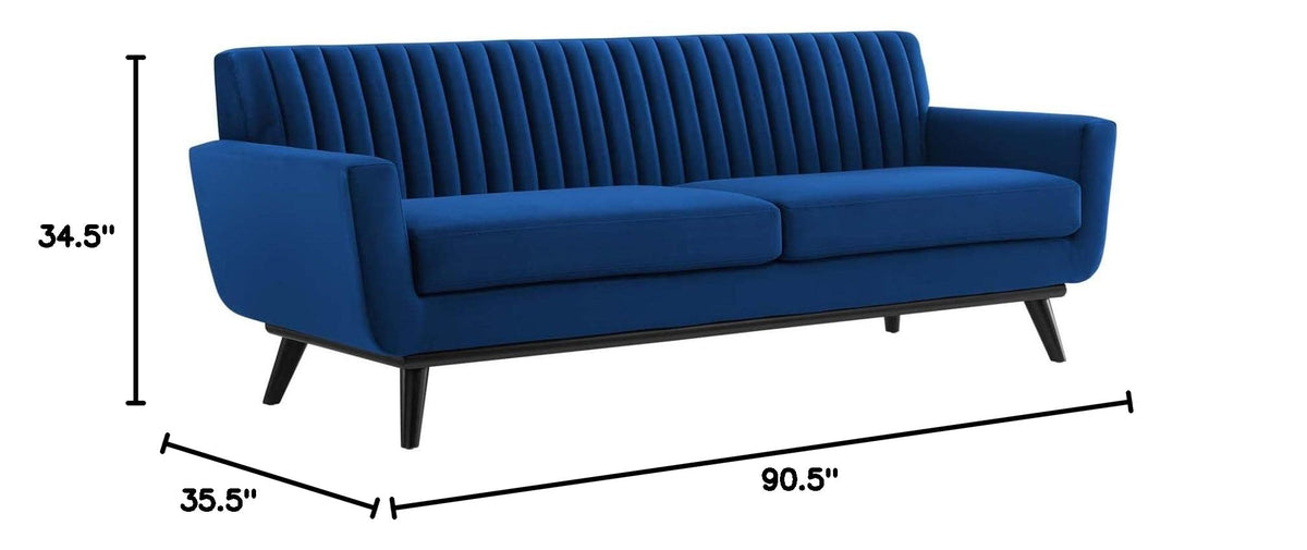 Navy Channel Tufted Performance Velvet Sofa X9382