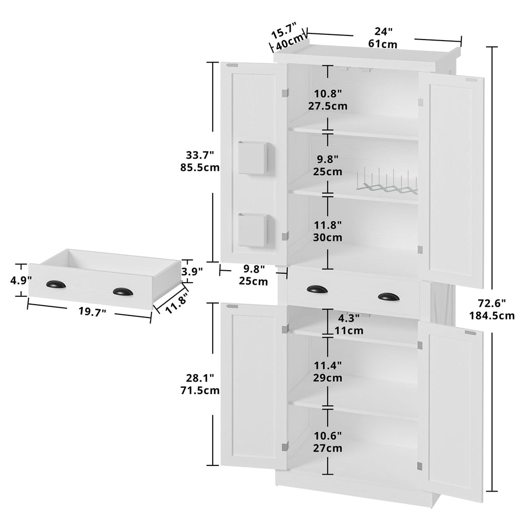 White Kitchen Pantry Storage Cabinet R655