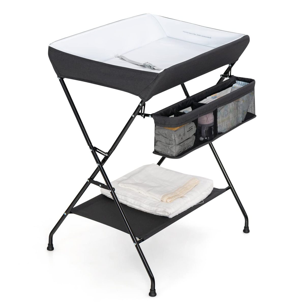 Portable Baby Changing Table with Safety Belt Black Y710656
