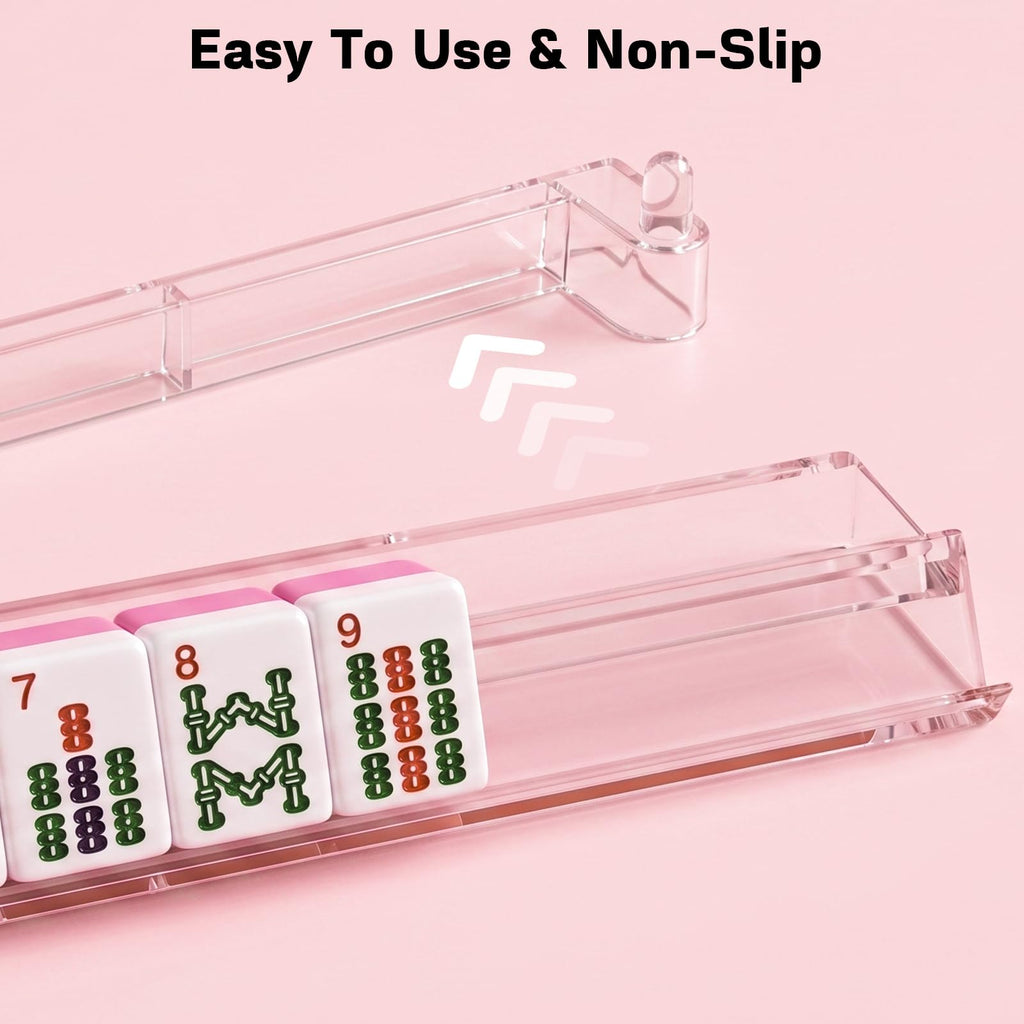 Clear Acrylic Mahjong Racks with Pushers Set of 4 J916675