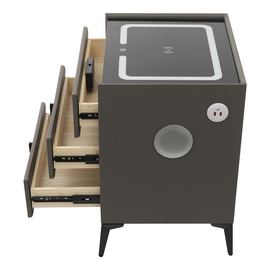 Solid Wood Nightstand with 3 Drawers V350