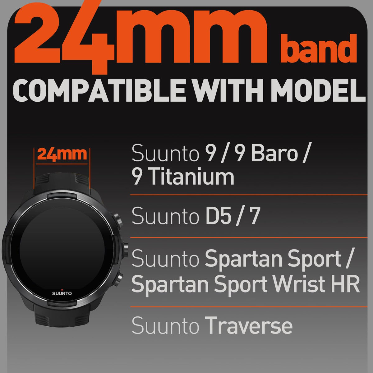 24mm Nylon Sports Watch Band W329
