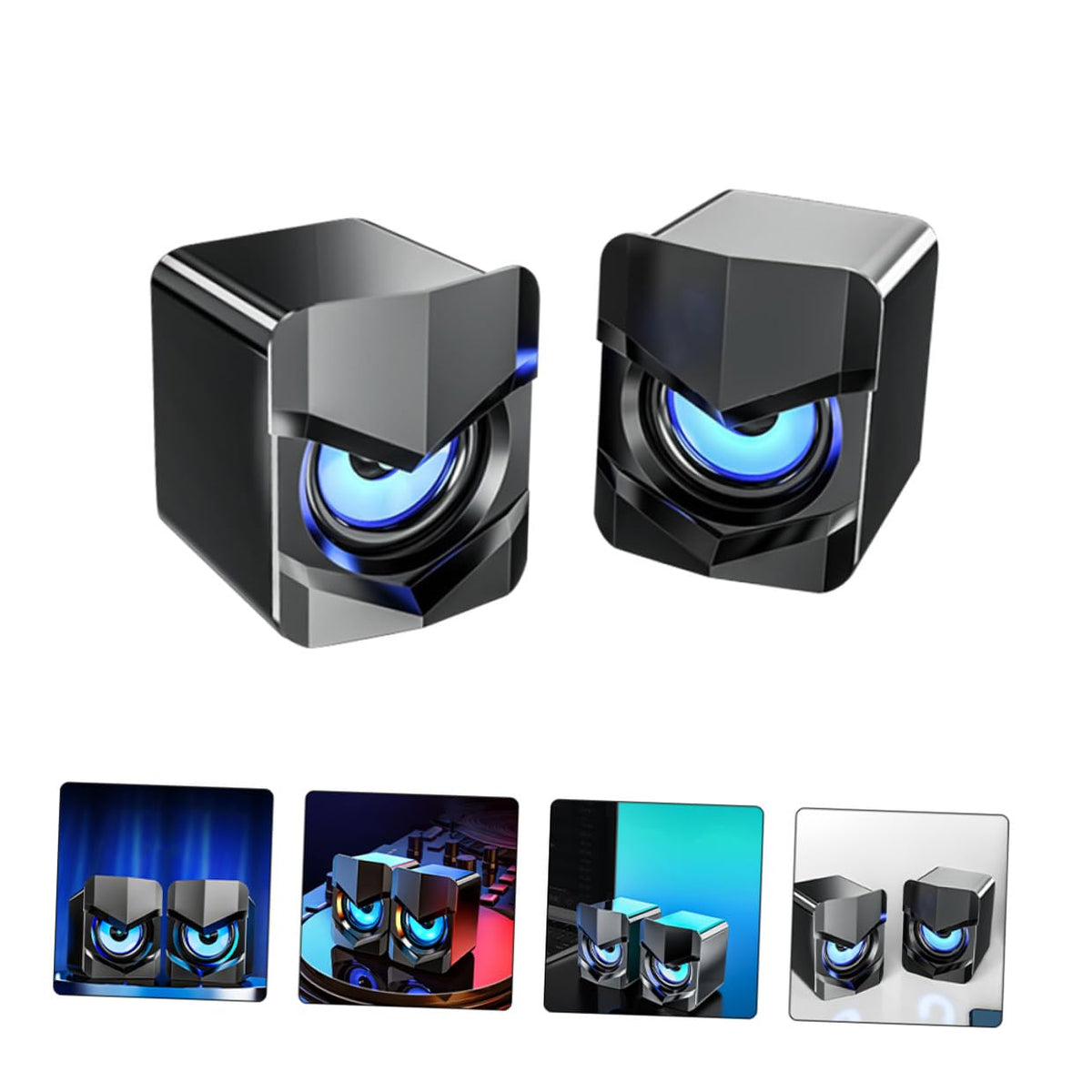 2 Pack USB Powered Black Computer Speakers D273