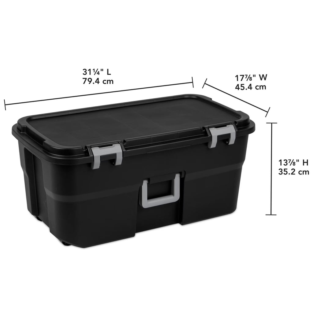 22 Gallon Black Wheeled Plastic Storage Trunk W68929