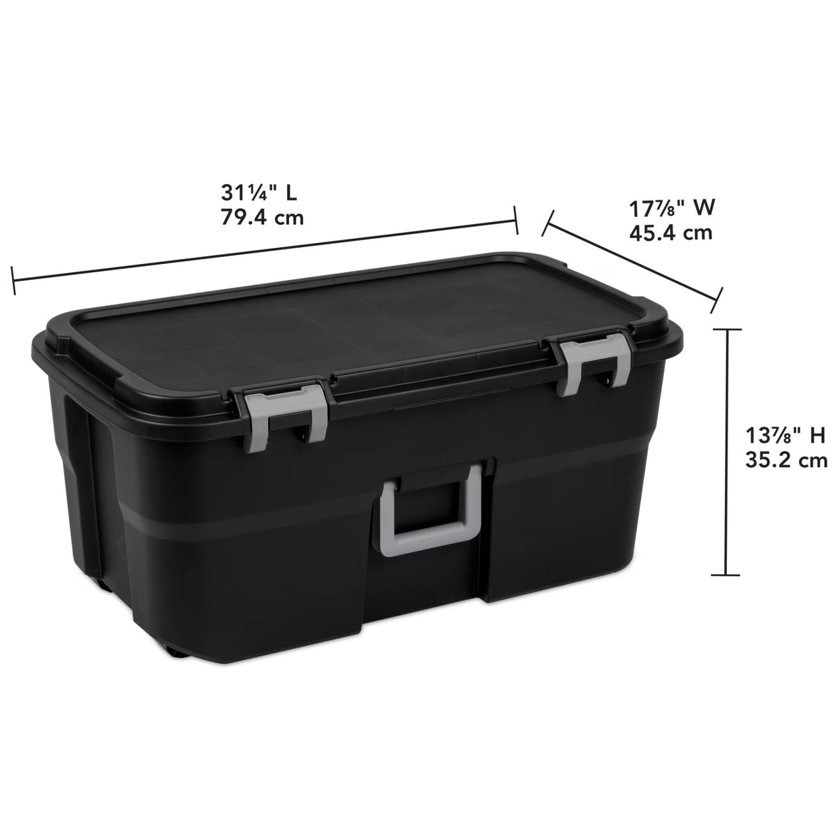 22 Gallon Black Wheeled Plastic Storage Trunk W68929