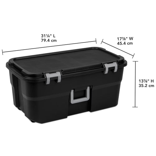 22 Gallon Black Wheeled Plastic Storage Trunk W68929