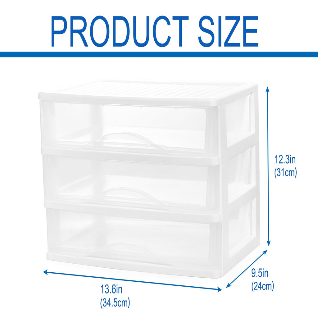 White 3 Drawer Plastic Stackable Storage Organizer U457