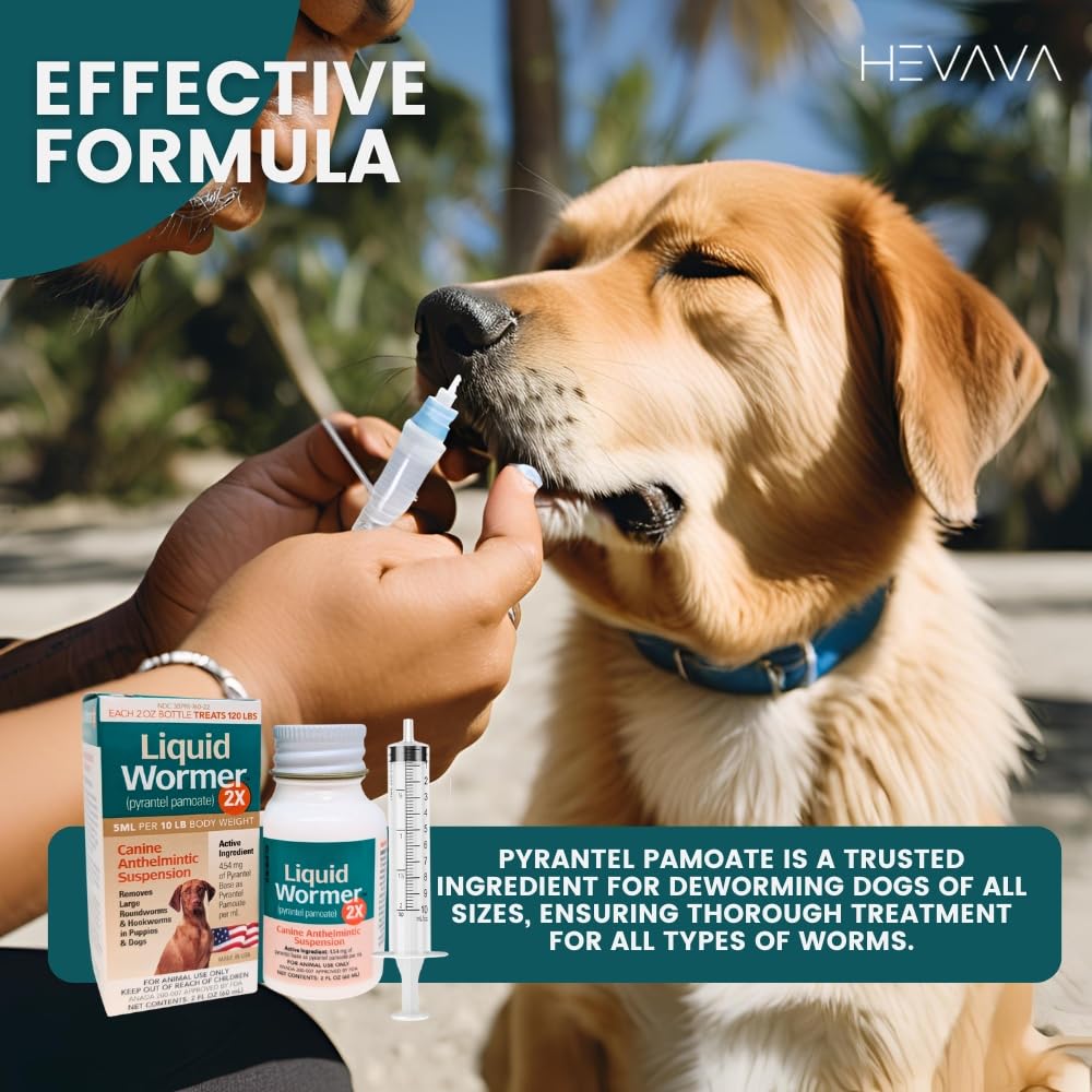 2 oz Pyrantel Pamoate Liquid Wormer for Dogs and Puppies Y14415