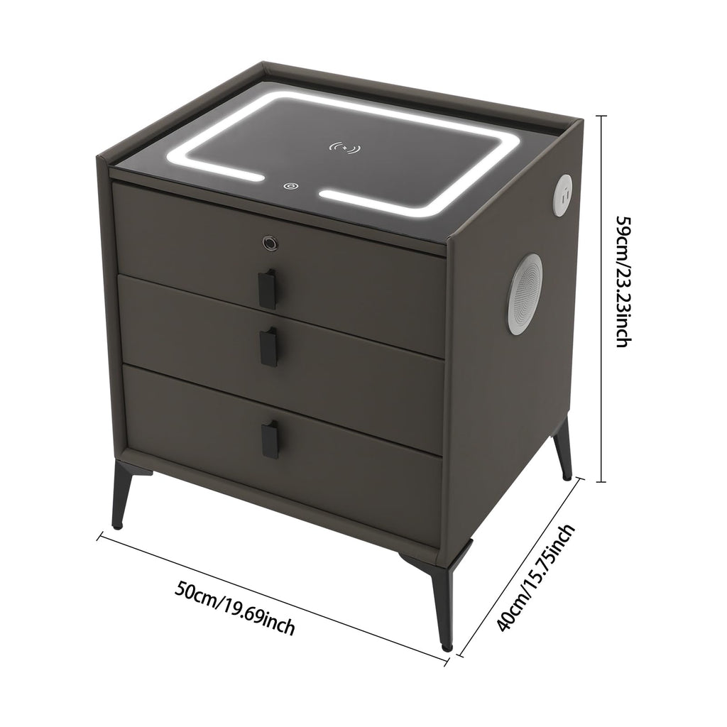 Solid Wood Nightstand with 3 Drawers V350