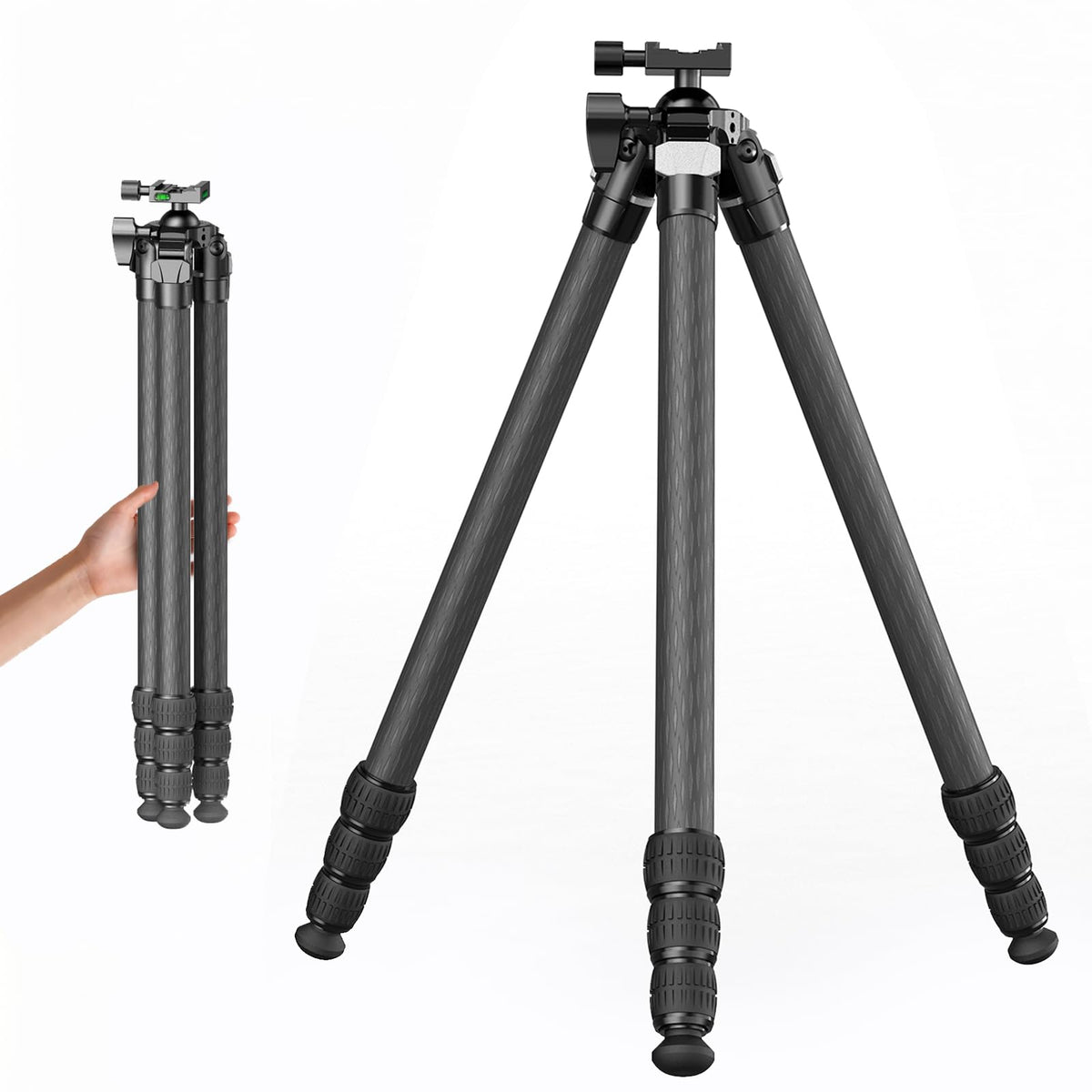 Carbon Fiber Hunting Tripod with Bubble Level and Ball Head K1843