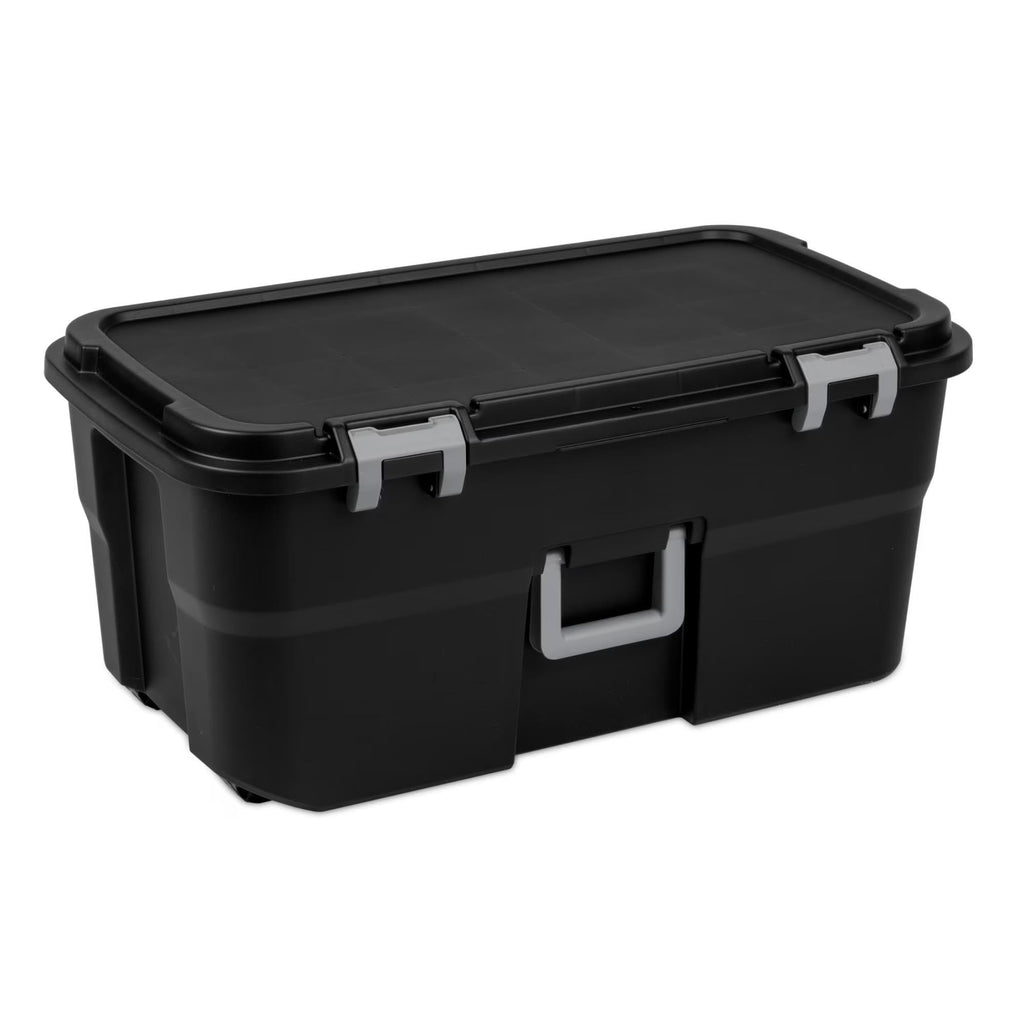 22 Gallon Black Wheeled Plastic Storage Trunk W68929