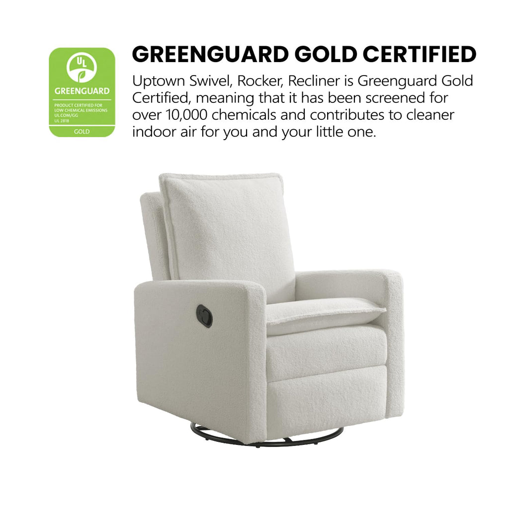 White Boucle Swivel Glider Recliner H4818