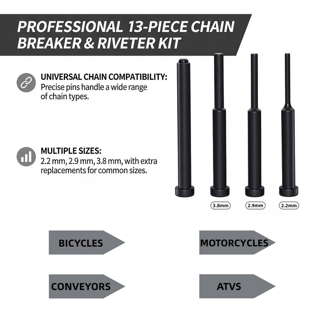 13 Pc Motorcycle Chain Breaker Rivet Tool Kit E76735