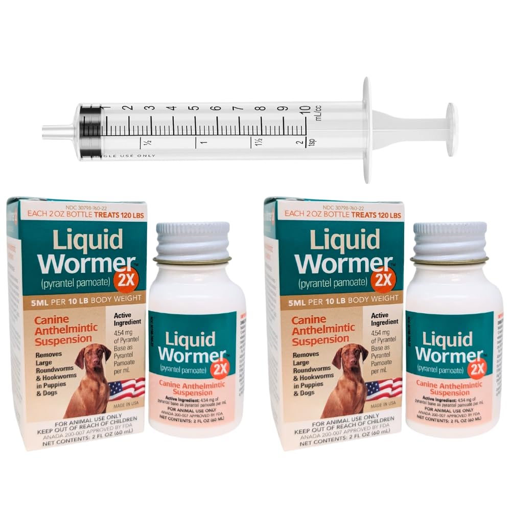 2 oz Pyrantel Pamoate Liquid Wormer for Dogs and Puppies Y14415