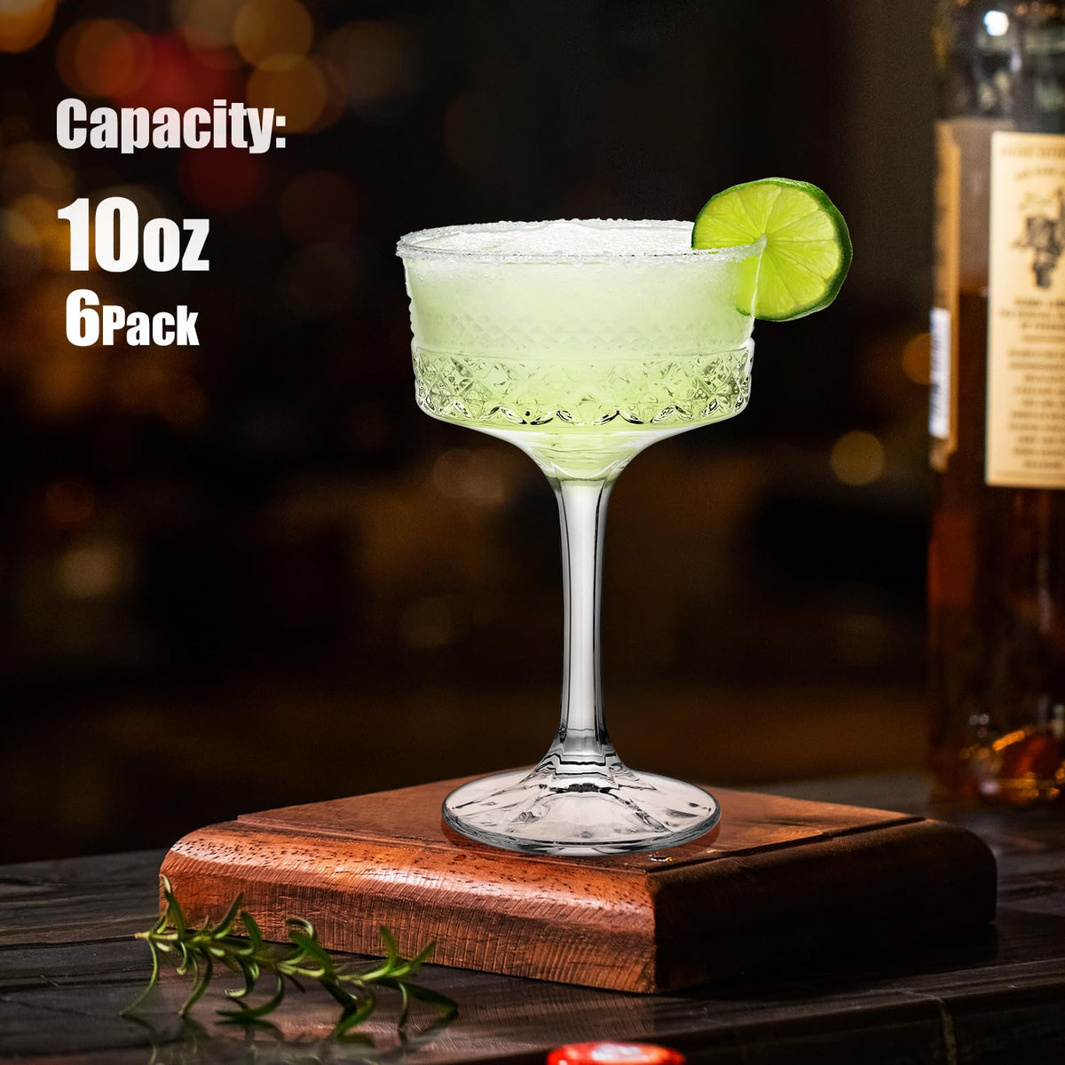 6 Pcs 10 oz Ribbed Coupe Cocktail Glasses Set T786210