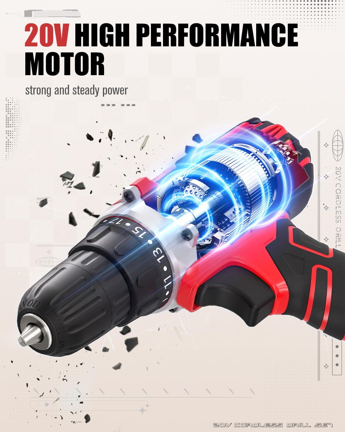 20V Cordless Drill Set with Battery & Charger B983634