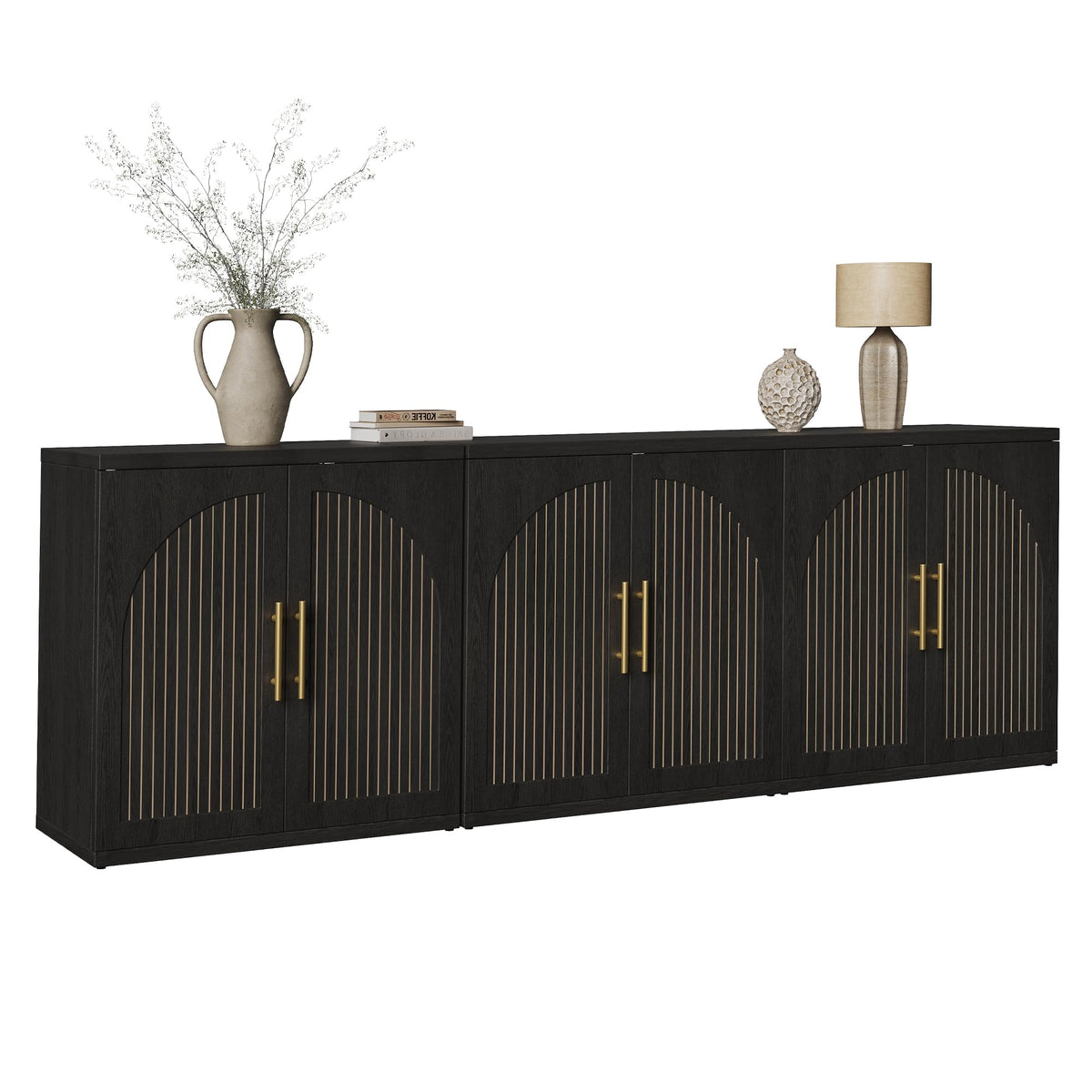 63" Black Wood Buffet Cabinet with Storage Y201