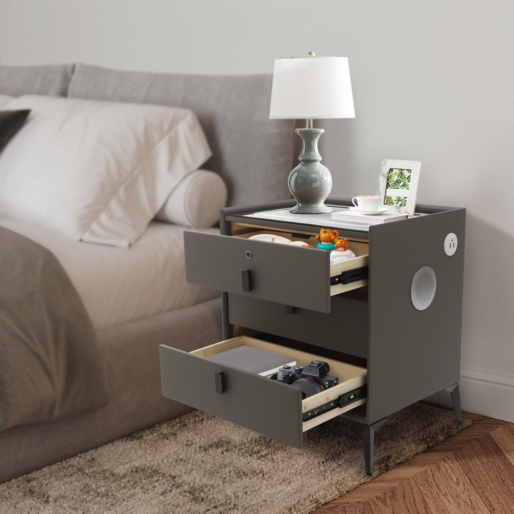 Solid Wood Nightstand with 3 Drawers V350