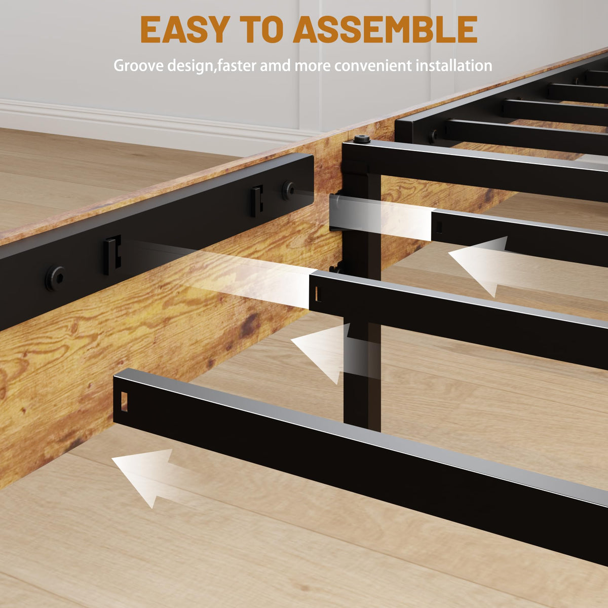 King Size Wooden Bed Frame with Storage Headboard S24291