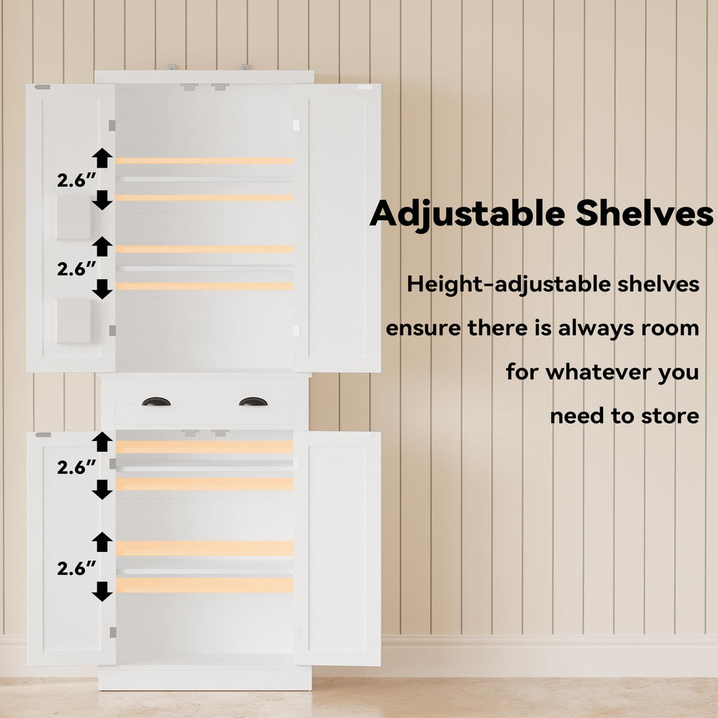 White Kitchen Pantry Storage Cabinet R655