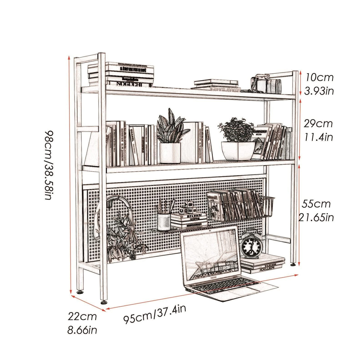 White Metal Desktop Bookshelf A6217