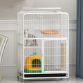 3-Tier Metal Wire Cat Cage with Hammock and Casters U8905