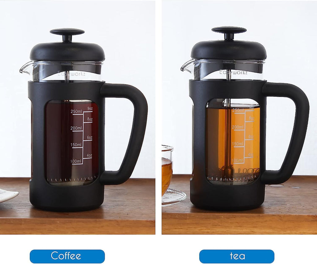 French Press 12 oz and Stainless Steel Double-Wall Espresso Cups 5 oz Set of 2 G46309