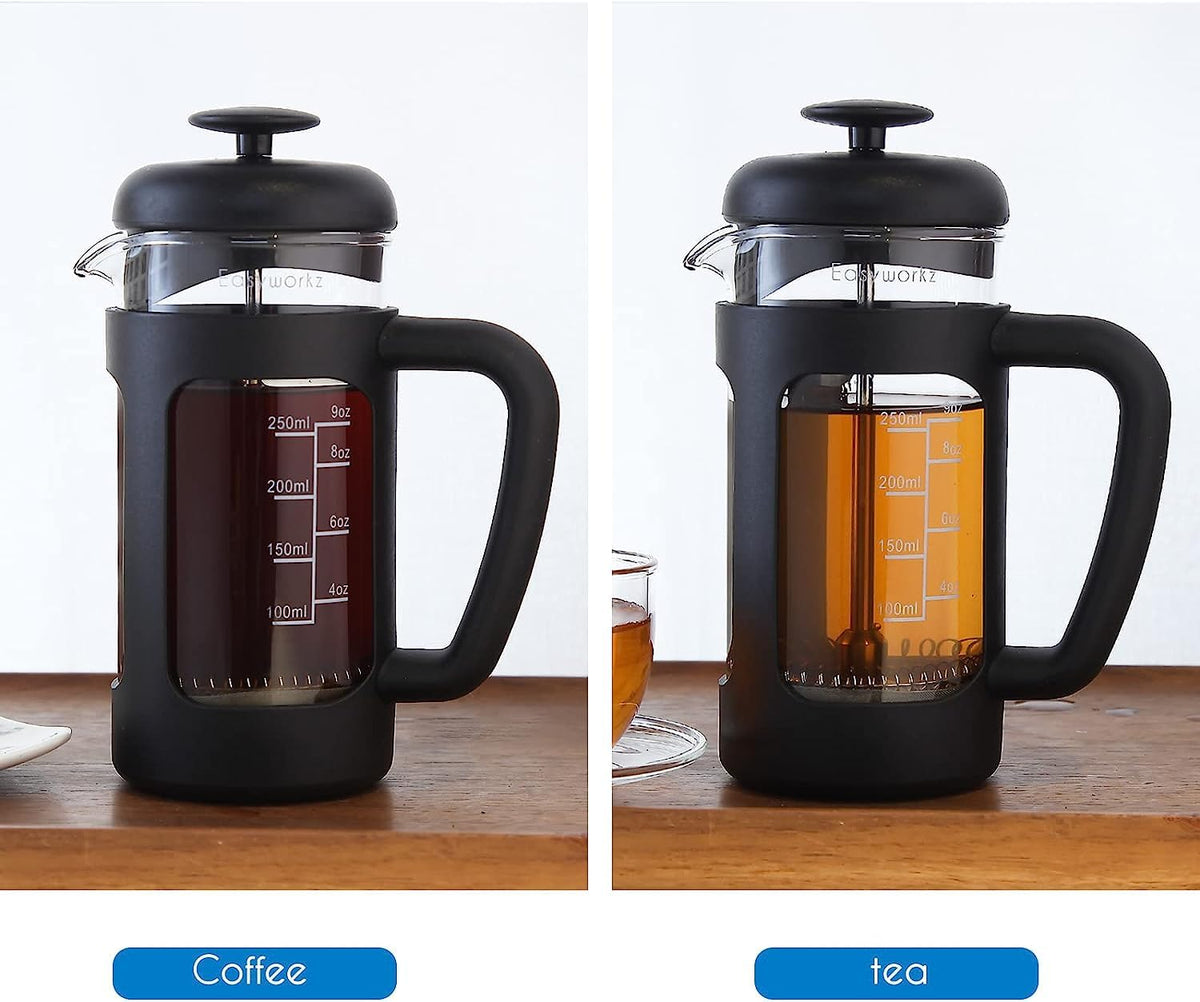 French Press 12 oz and Stainless Steel Double-Wall Espresso Cups 5 oz Set of 2 G46309