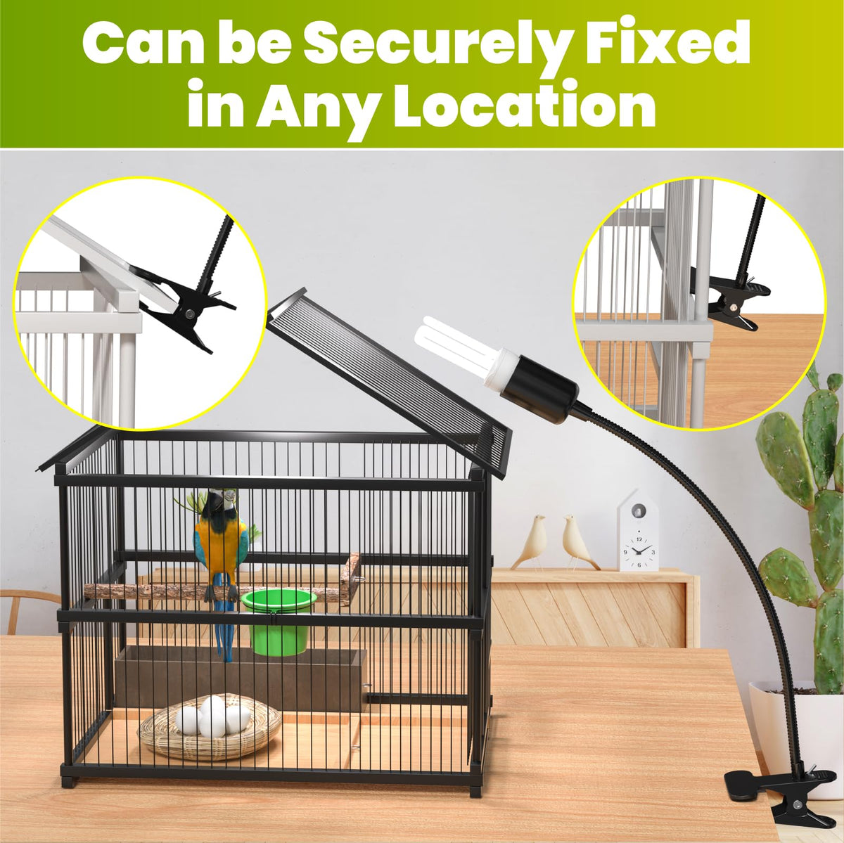 Bird Cage Lighting Combo Kit, Clip Lamp with UVB 2.4 20W Compact Fluorescent Bulb D81145