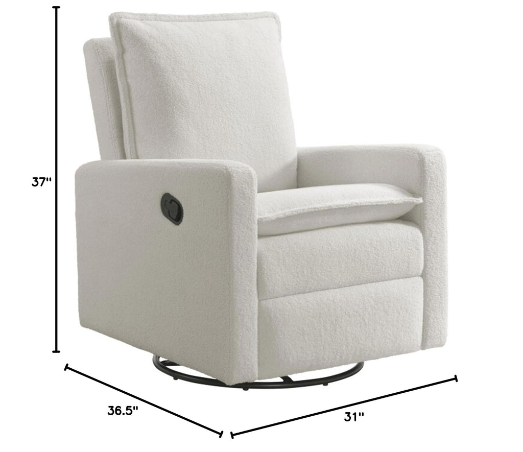 White Boucle Swivel Glider Recliner H4818