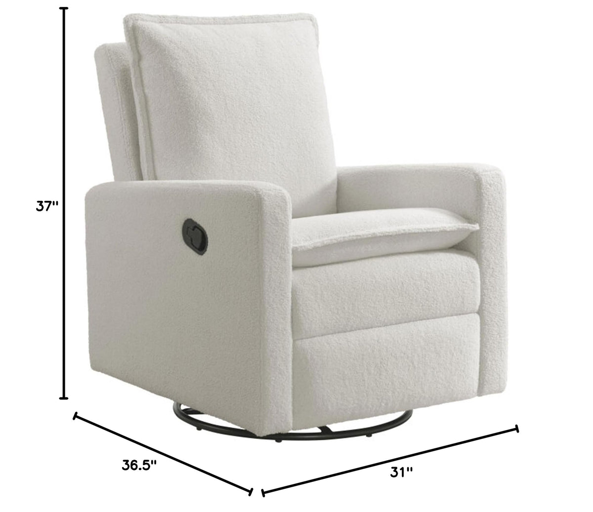White Boucle Swivel Glider Recliner H4818